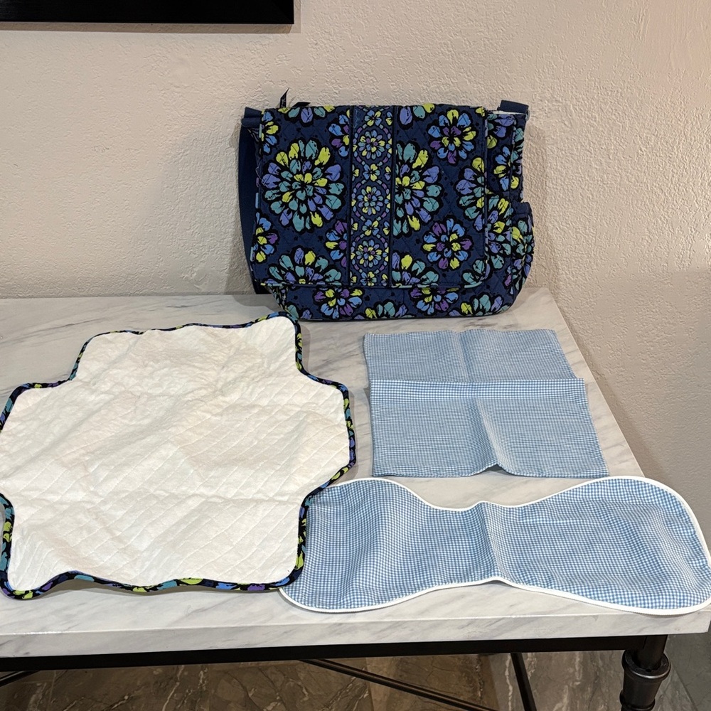 Floral Blue Diaper Bag Set